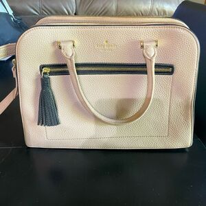 Kate Spade Kalen WKRU4074 Beige Pebbled Leather Satchel With Tassel Detail purse
